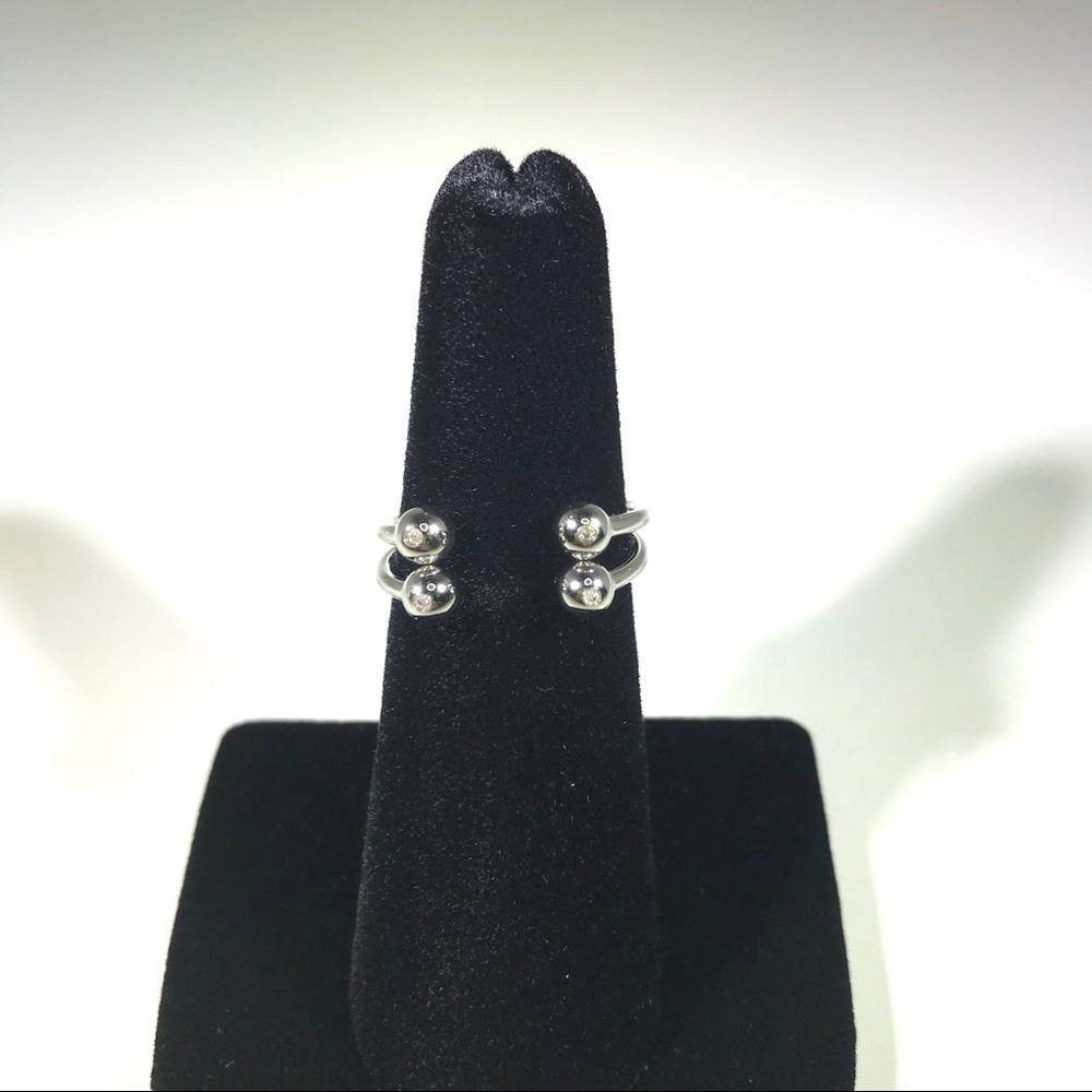 NEW La Soula Silver Stackable Two-Diamond Rings - Picture 3 of 7